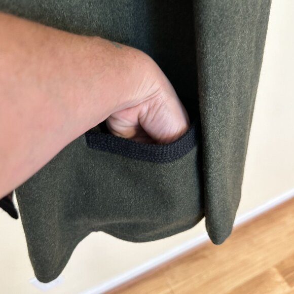 Vintage Wolle Womens Green Wool Cardigan Jacket Floral Lining & Brass Buttons - Picture 7 of 10